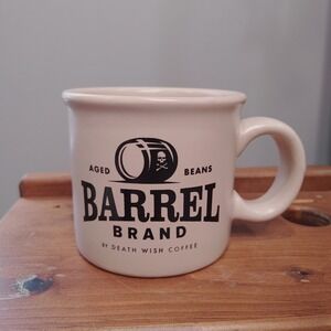 Death Wish Coffee Barrel Brand Mug Aged Beans Ceramic Diner Style Cream USA Made